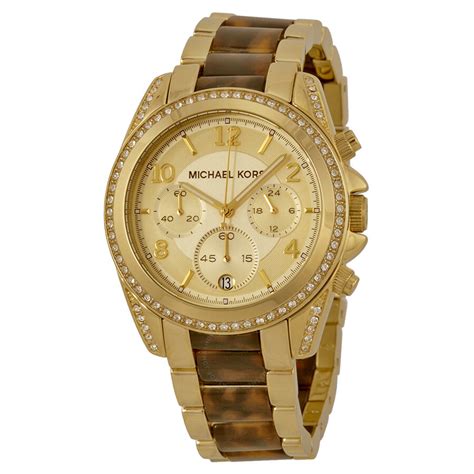 michael kors gold tone tortoise watch